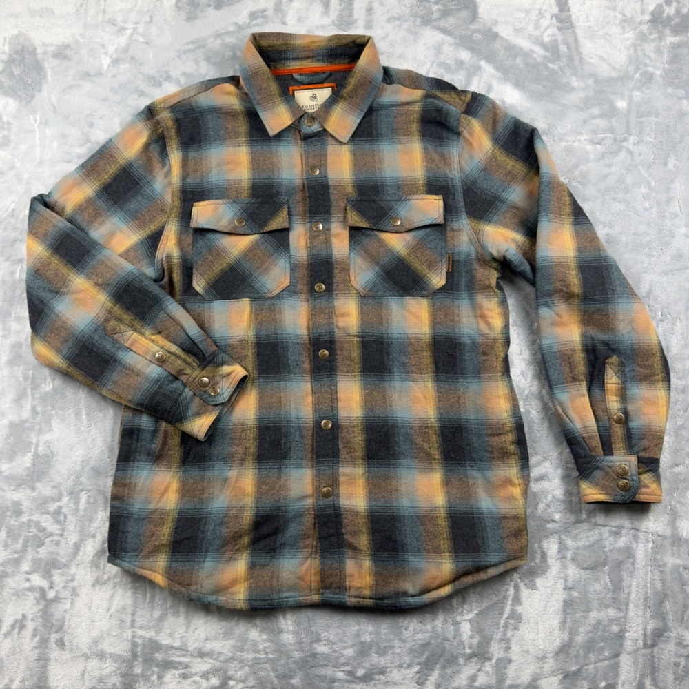 Legendary Whitetails Men Blue Orange Plaid Thermal Lined Flannel Shirt Jacket LG